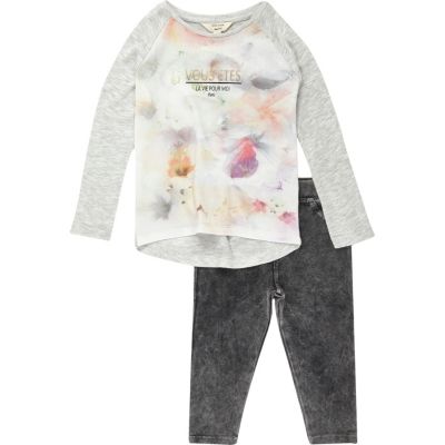 Mini girls floral t-shirt leggings outfit